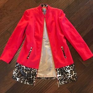 Anthracite Statement Red/Leopard Print Dress Coat
